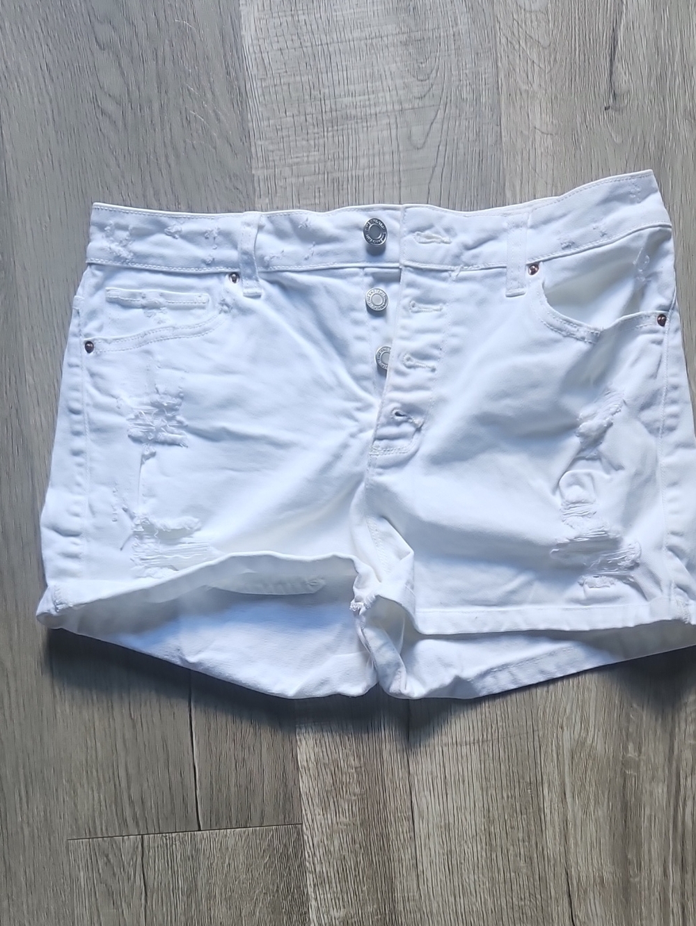 Women’s White Distressed Denim Shorts